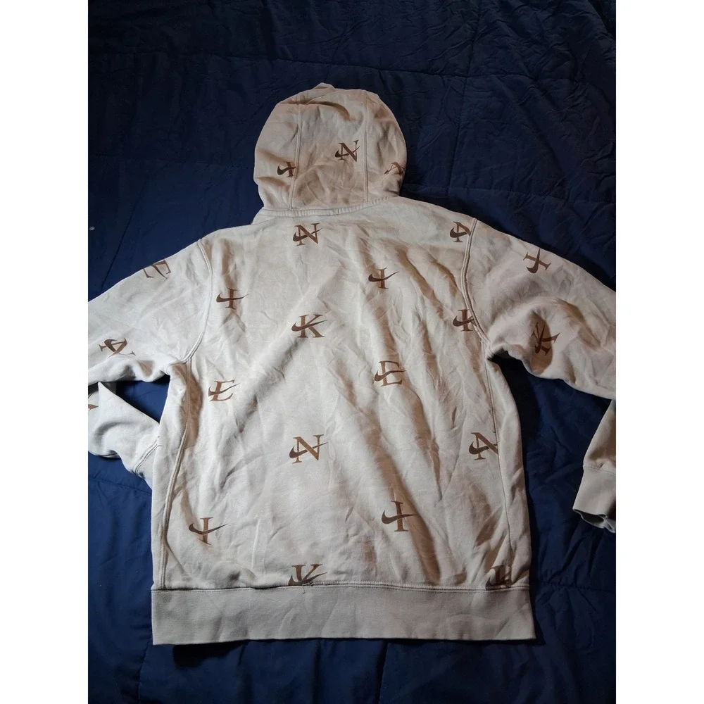Nike Air Jordan Hoodie Mens‎ Small Cream Pullover Sweatshirt All Over Print AOP